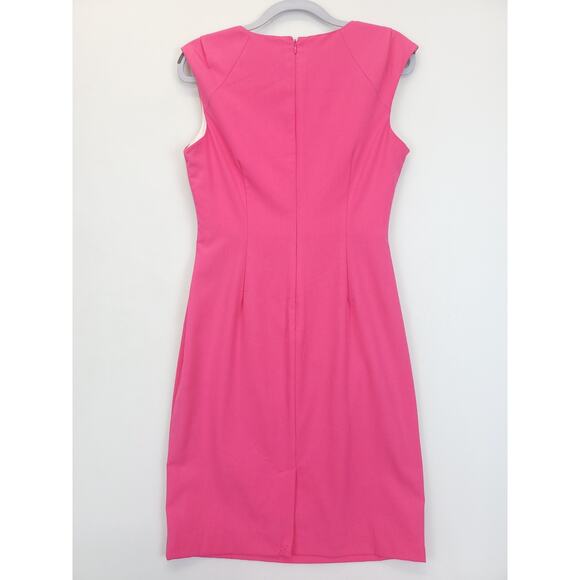 Dana Buchman Sheath Dress Ruched Cap Sleeve Women 10 Fuchsia Office Feminine - Picture 2 of 15